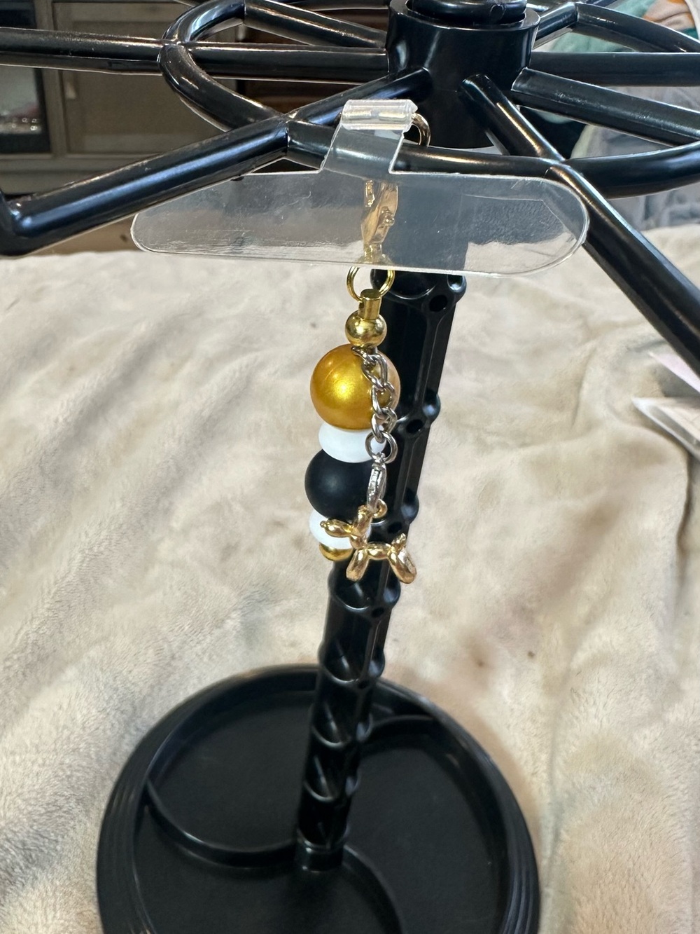 Beaded phone charm with  Dangle balloon dog Charm